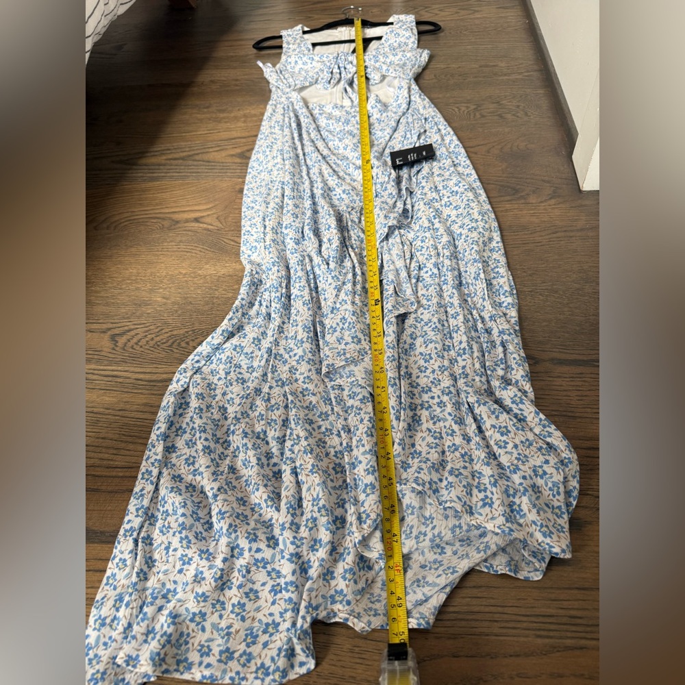 NWT Lulus Flowery Sentiments white floral print tie-front midi dress, size S. - Picture 9 of 10